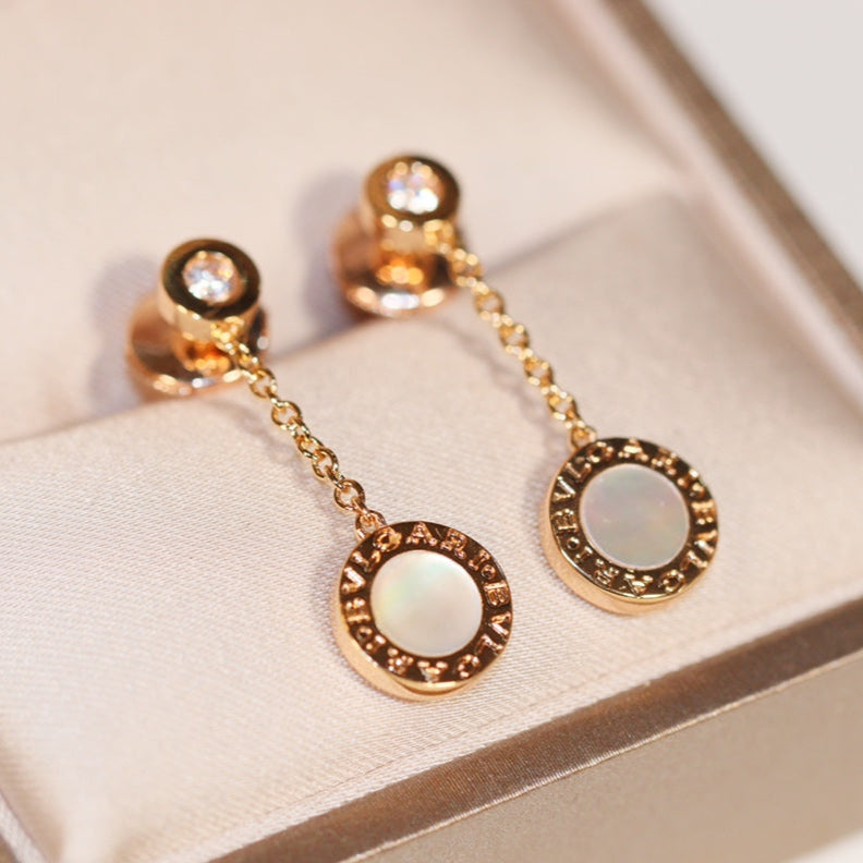BVLGARI BVL EARRINGS DROP WHITE PINK GOLD