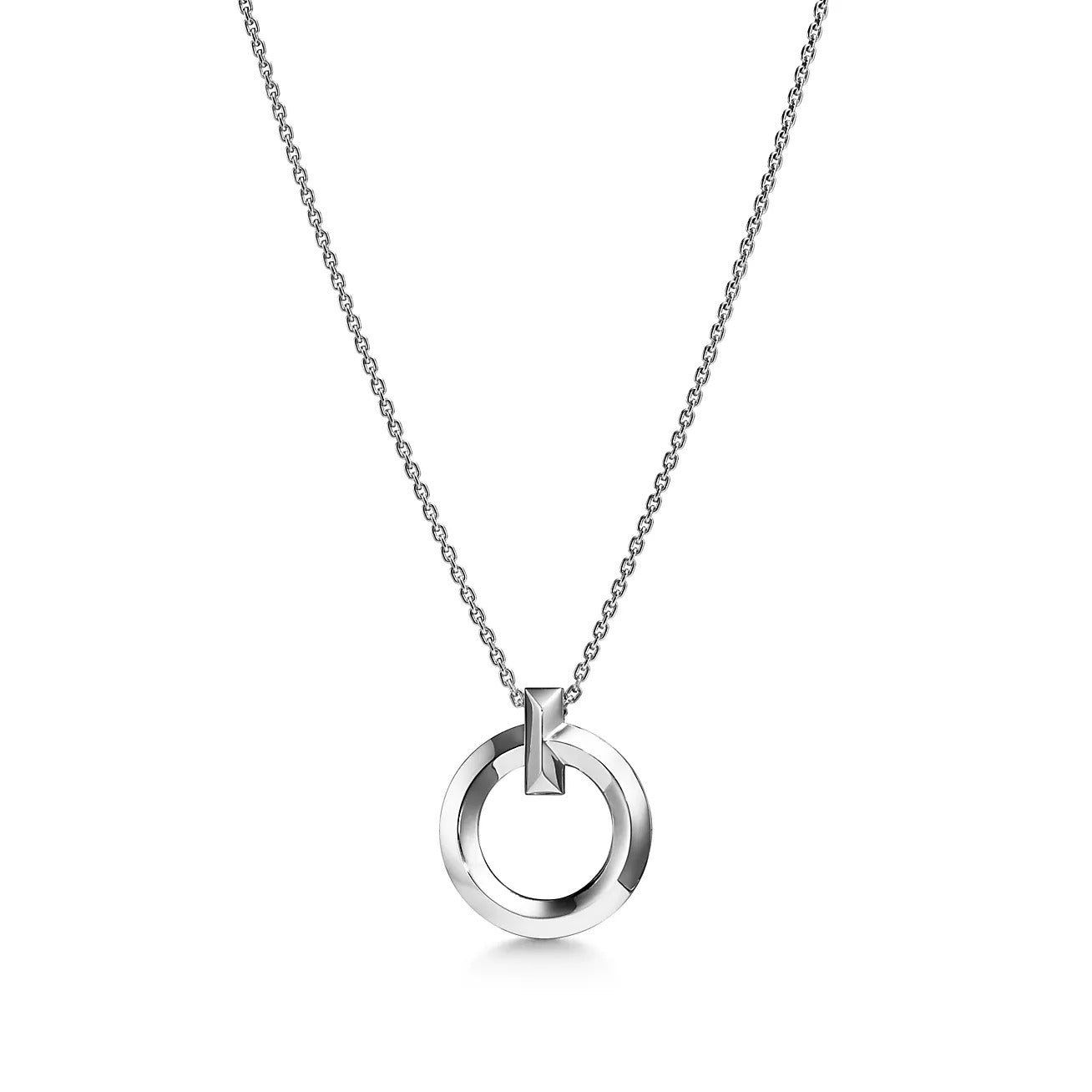 TIFFANY T CIRCLE PENDENT SILVER NECKLACE