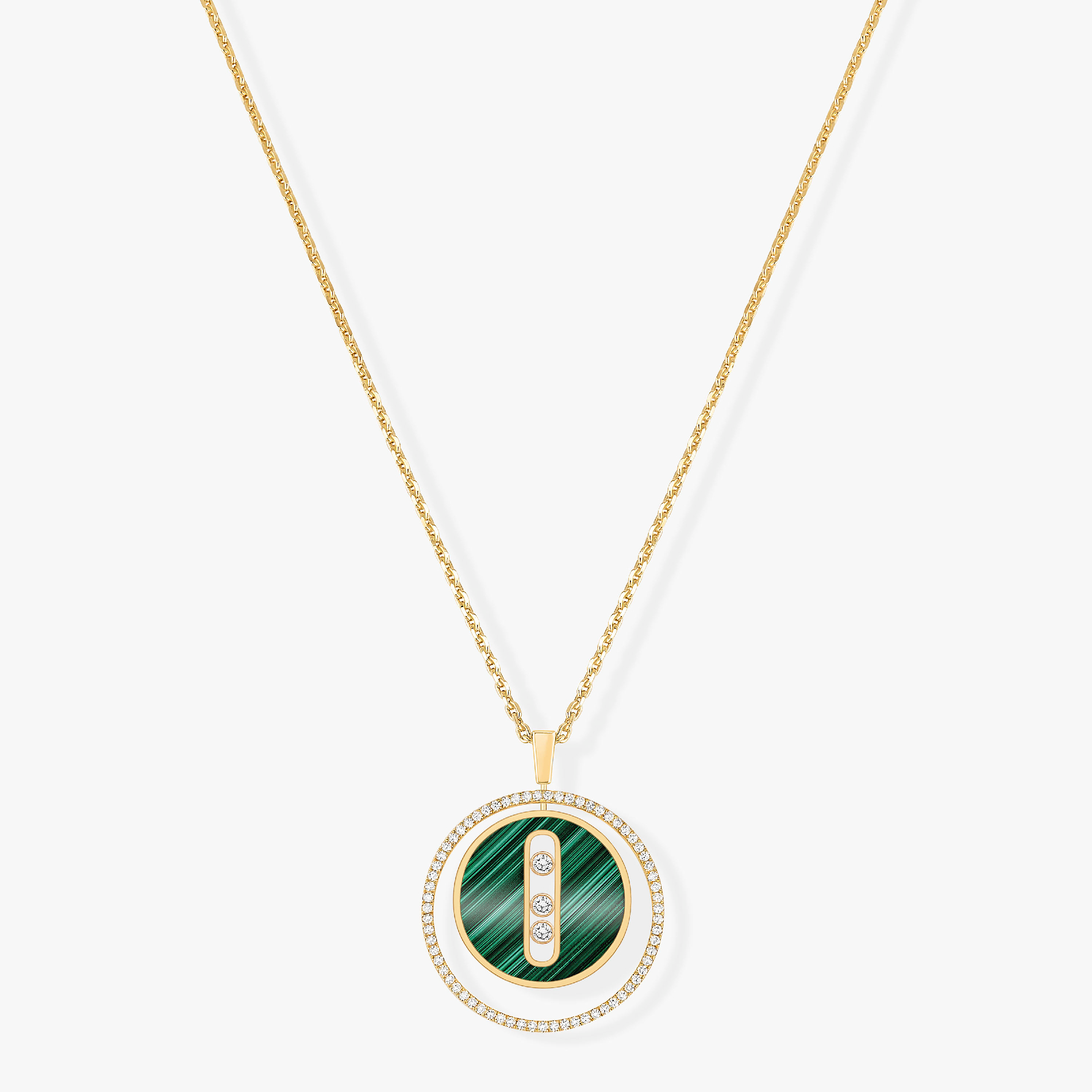 MESSIKA LUCKY MOVE 3 DIAMOND MALACHITE GOLD DIAMOND NECKLACE