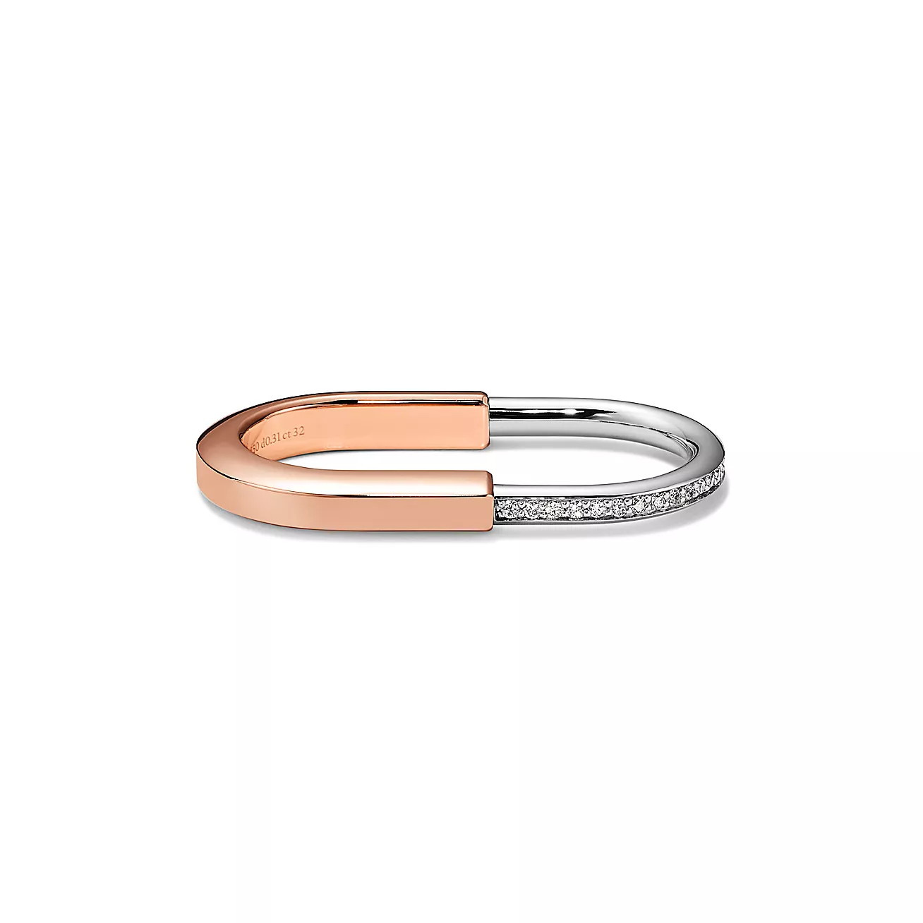 TIFFANY LOCK RING TOW-FINGER ROSE AND WHITE GOLD DIAMONDS