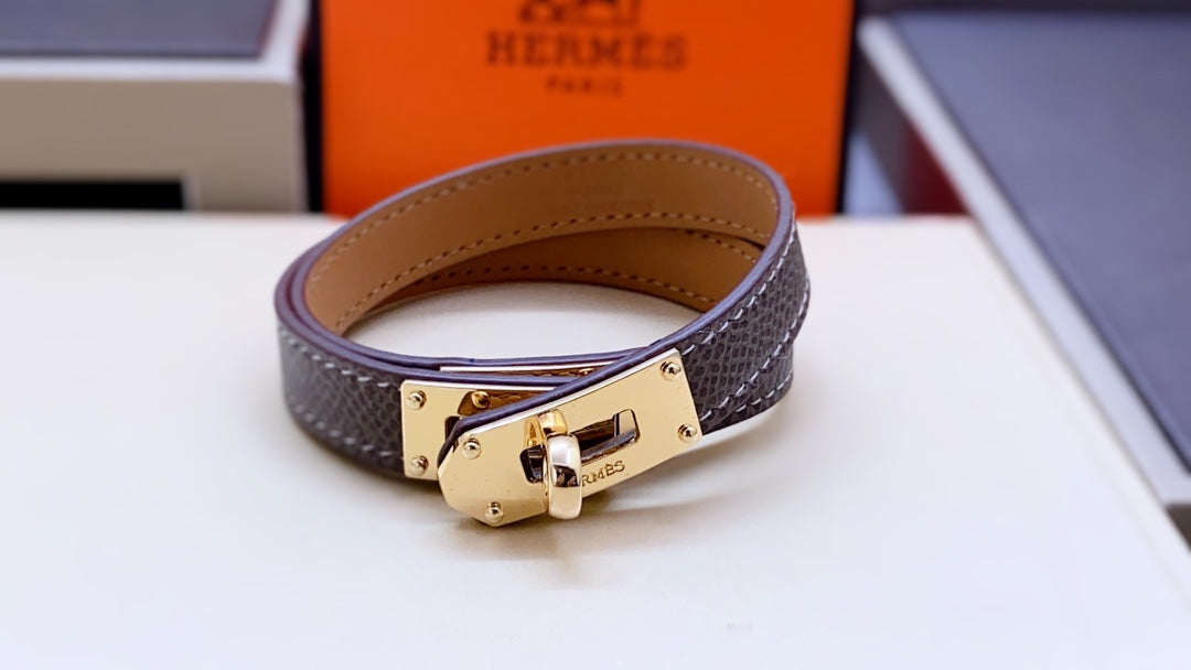 HERMES HM Kelly Double Tour Pink Gold Bracelet