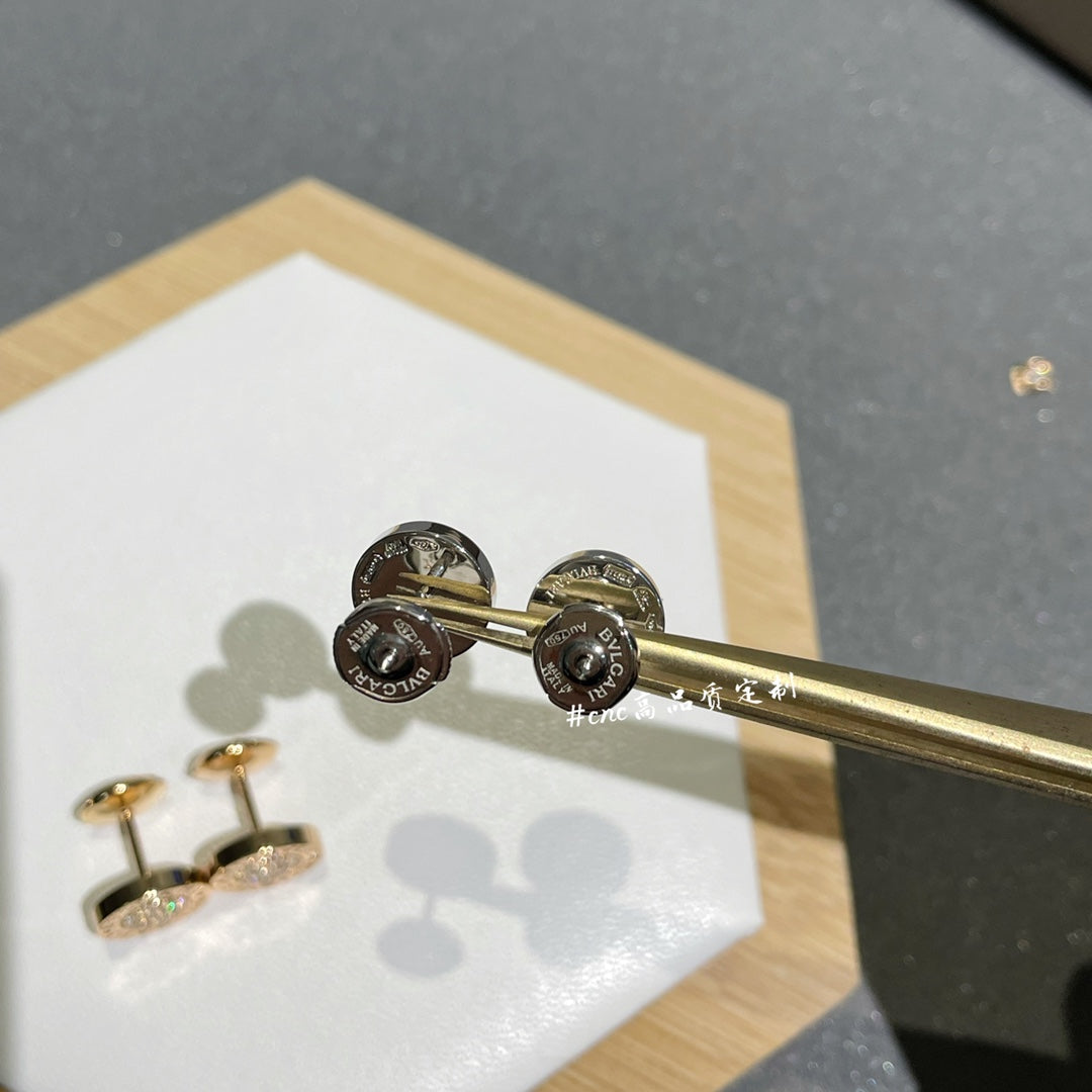 BVLGARI BVL EARRINGS CLUSTER PINK GOLD DIAMOND