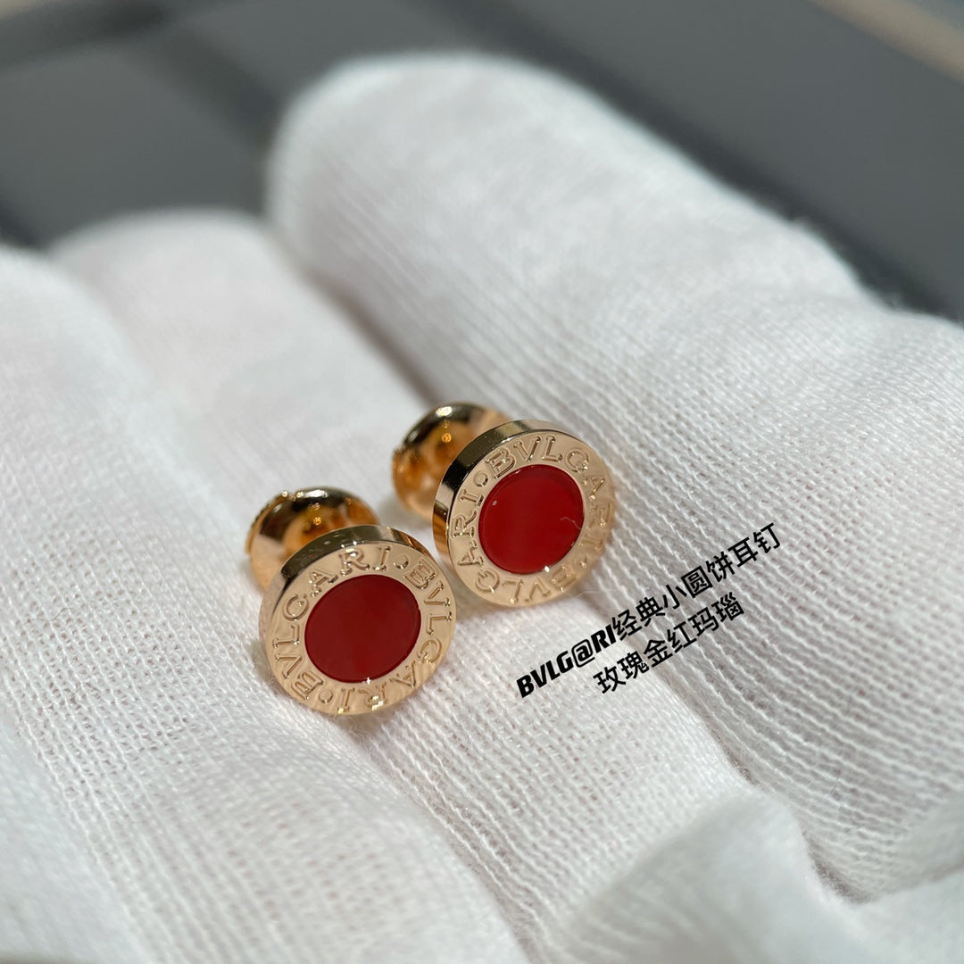 BVLGARI BVL EARRINGS CLUSTER CARNELIAN PINK GOLD