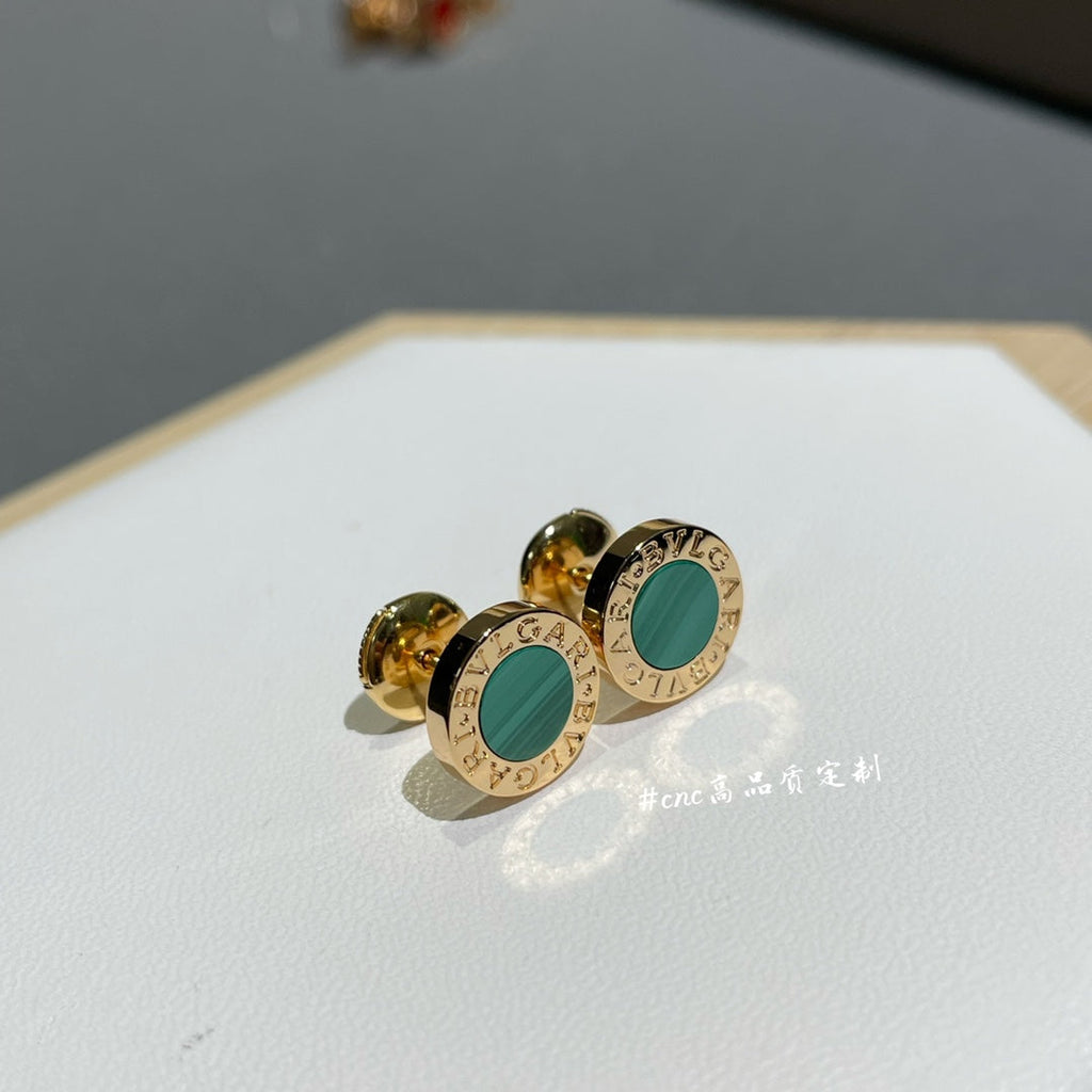BVLGARI BVL EARRINGS CLUSTER MALACHITE GOLD