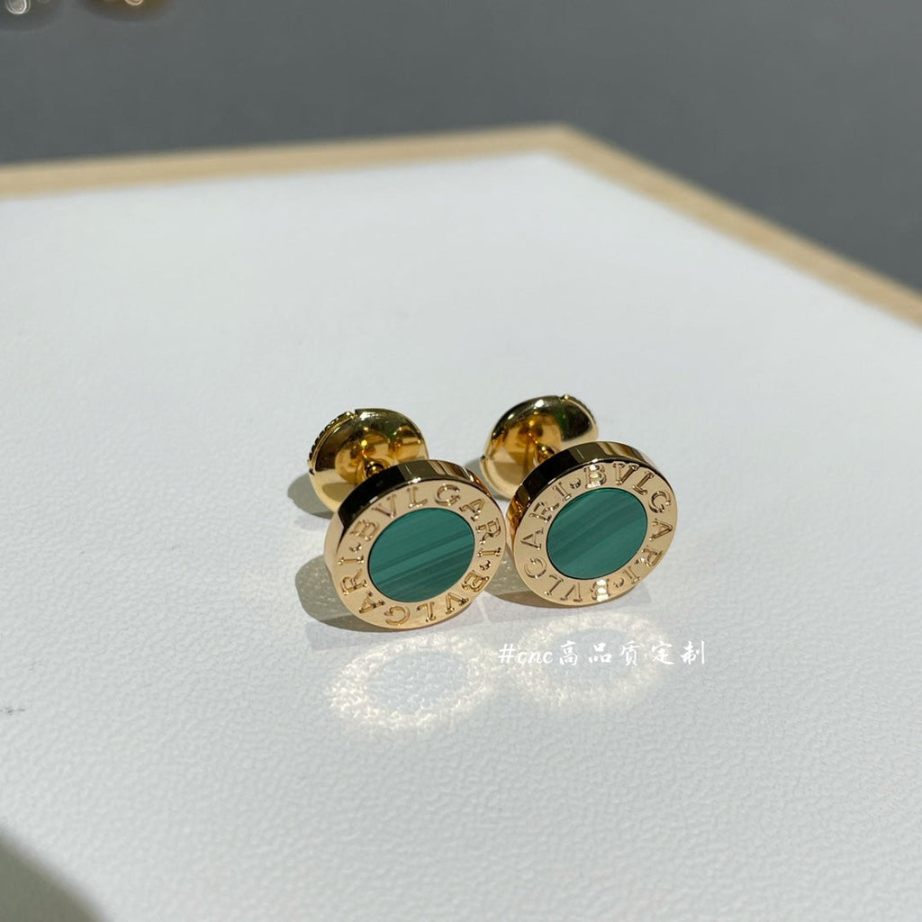 BVLGARI BVL EARRINGS CLUSTER MALACHITE GOLD
