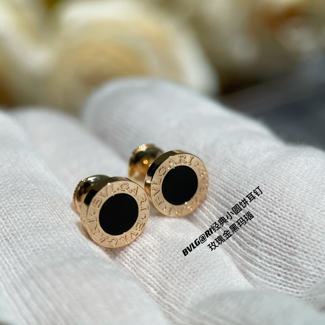 BVLGARI BVL EARRINGS CLUSTER BLACK GOLD PINK