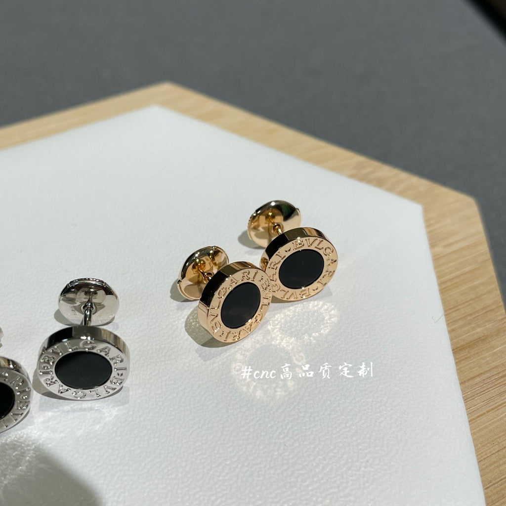 BVLGARI BVL EARRINGS CLUSTER BLACK GOLD PINK