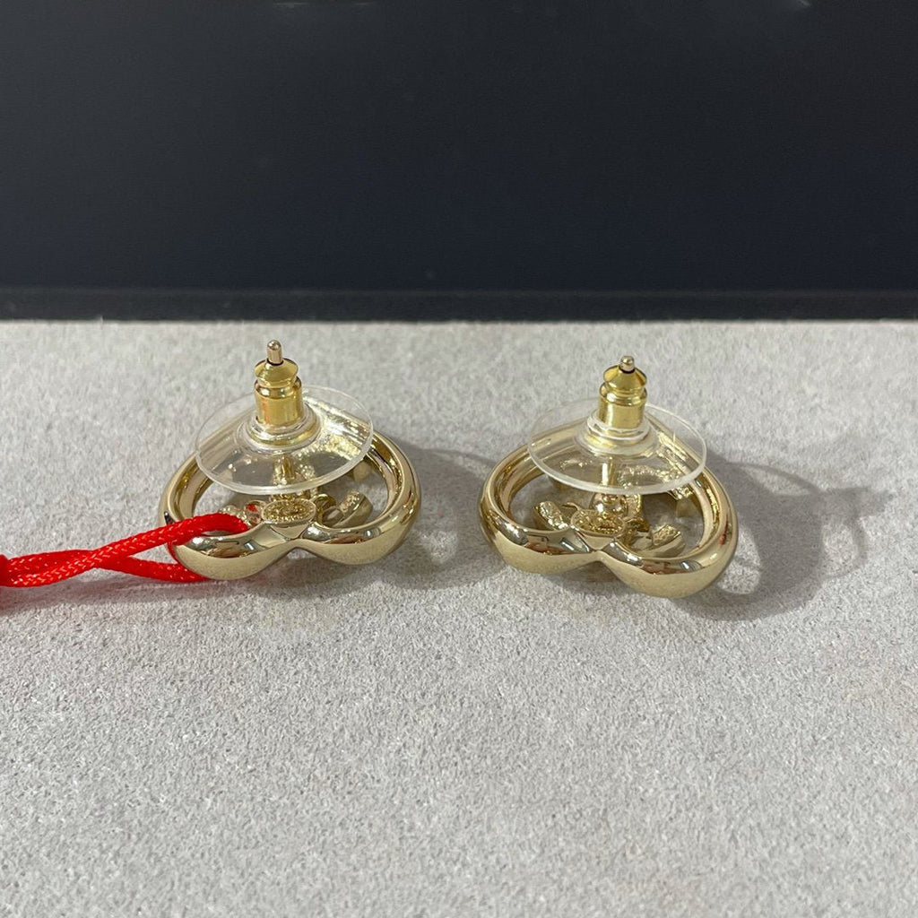 Chanel Diamond Heart Light Gold Earrings