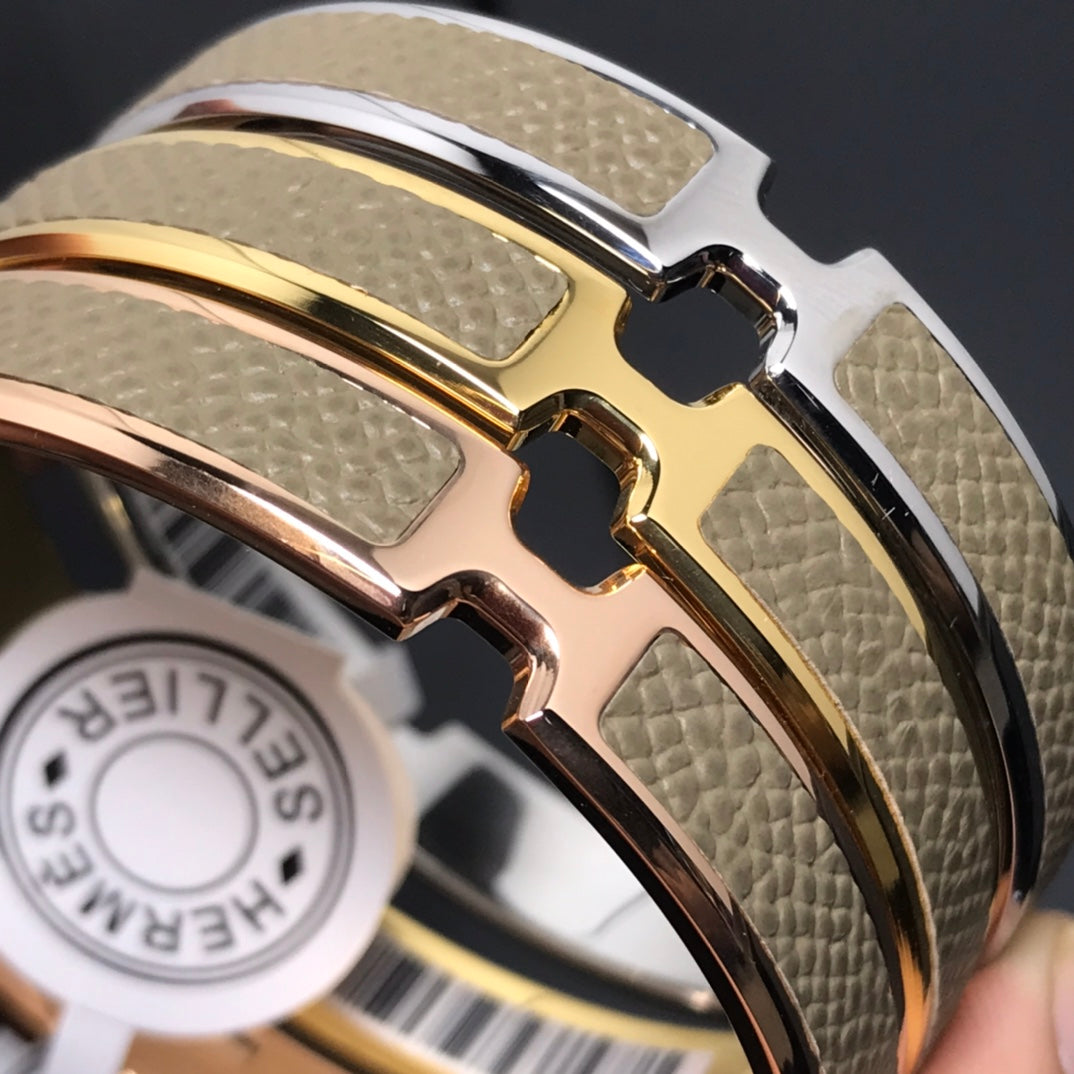 HERMES H Pig Nose Olive Bracelet