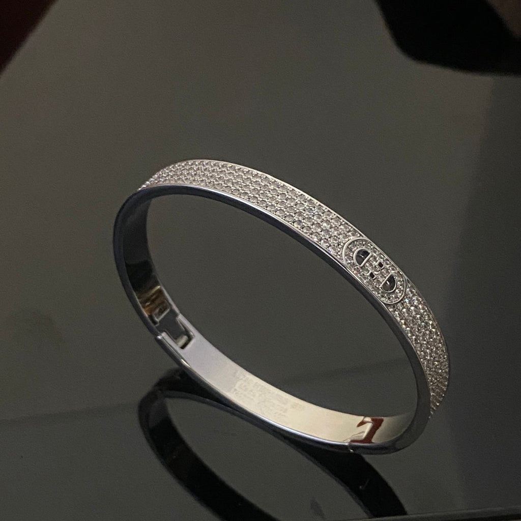 HERMES H Pig Nose Full Diamond Bracelet