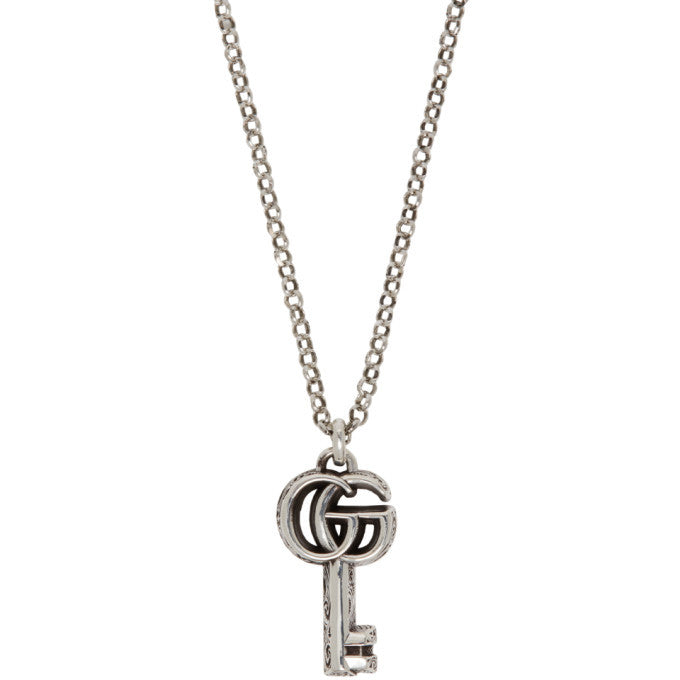 GUCCI GG SILVER DOUBLE G KEY NECKLACE