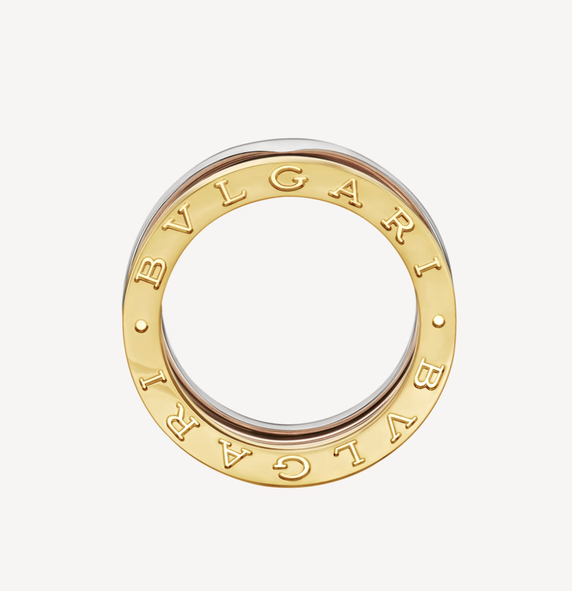 BVLGARI ZERO 1 THREE-BAND ROSE WHITE AND YELLOW RING
