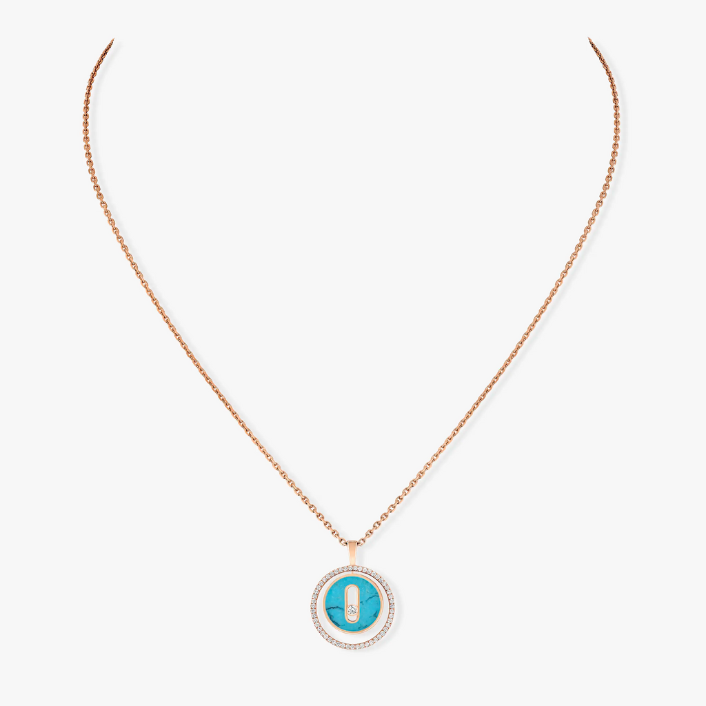 MESSIKA LUCKY MOVE 1 DIAMOND TURQUOISE PINK GOLD DIAMOND NECKLACE