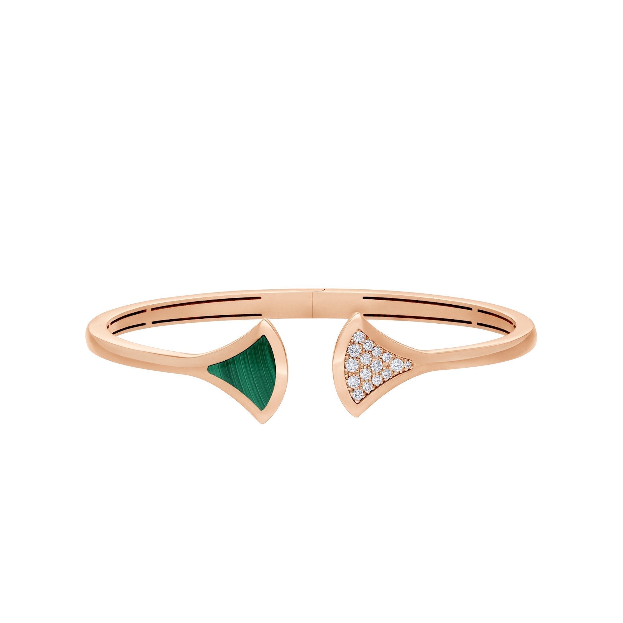 BVLGARI DREAM BRACELET OPEN MALACHITE PINK GOLD