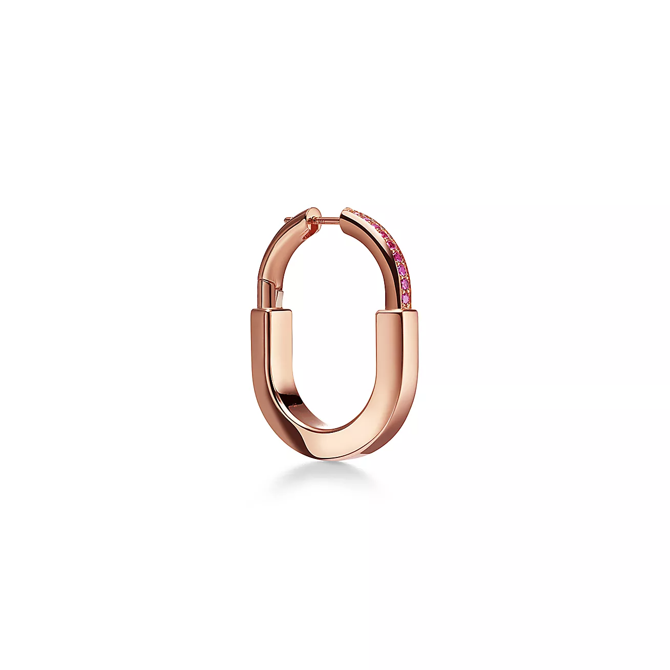TIFFANY LOCK MEDIUM PINK DIAMOND PINK GOLD EARRINGS