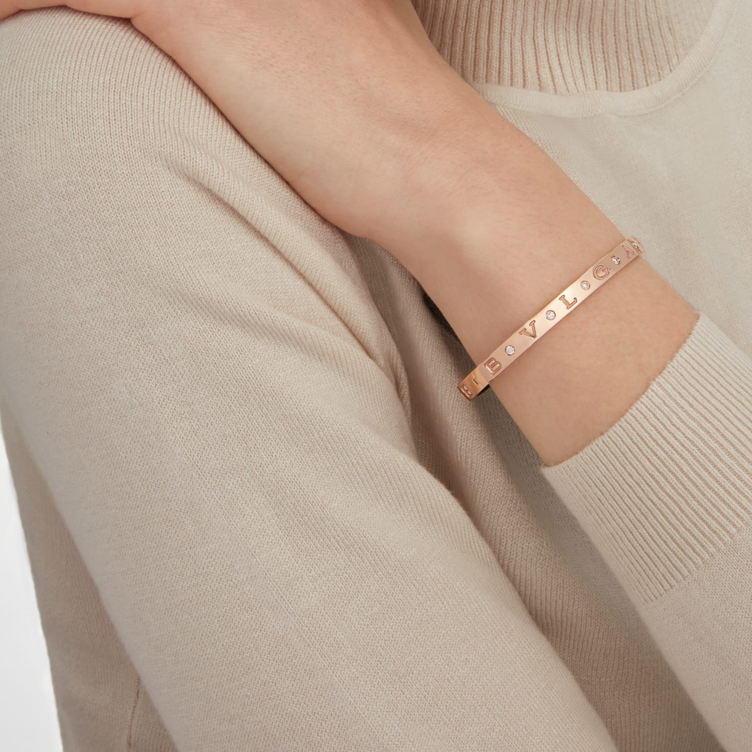 BVLGARI ZERO 1 PINK GOLD 12 DIAMONDS BRACELET