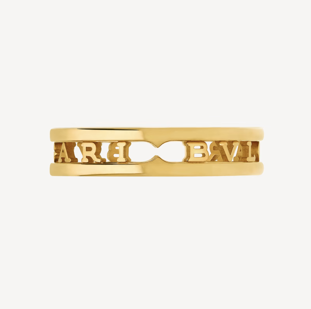BVLGARI ZERO 1 ONE-BAND WITH OPENWORK LOGO SPIRAL RING