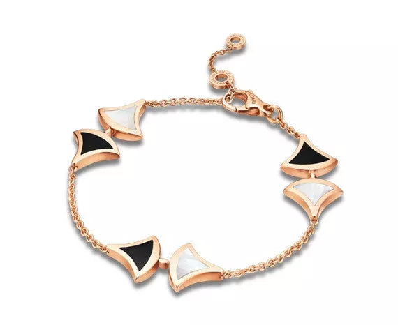 BVLGARI DREAM MOP AND ONYX BRACELET PINK GOLD