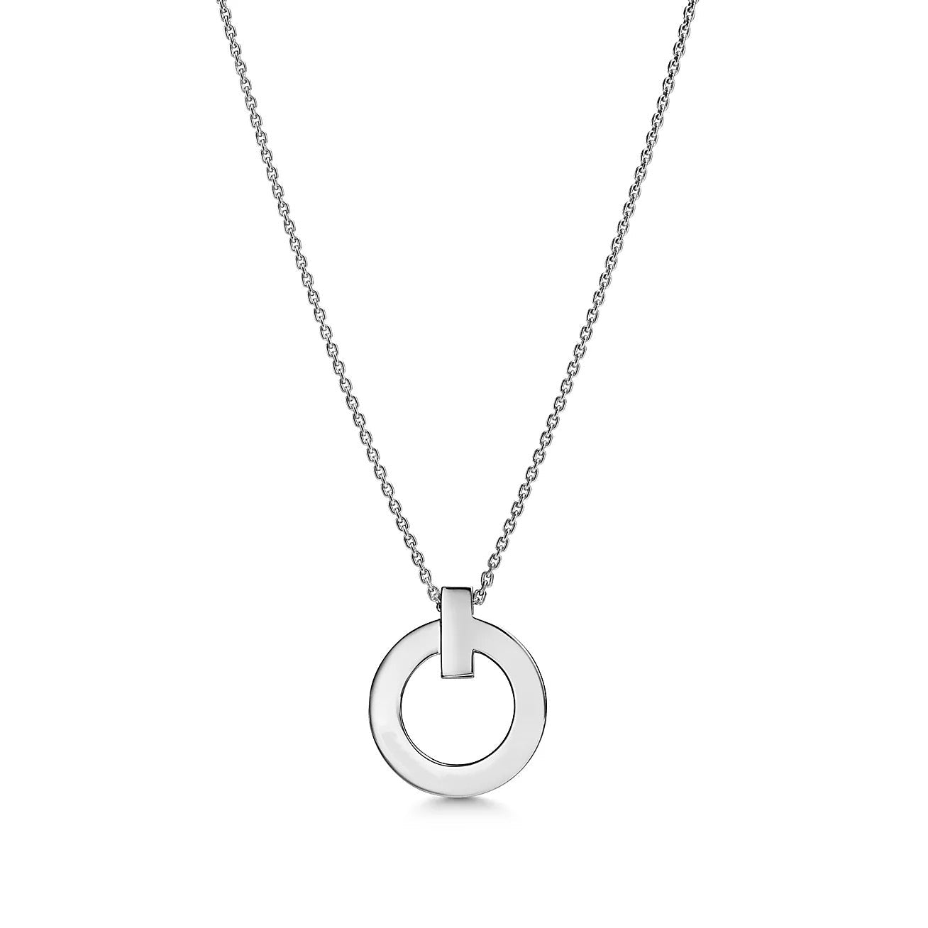 TIFFANY T CIRCLE PENDENT SILVER NECKLACE