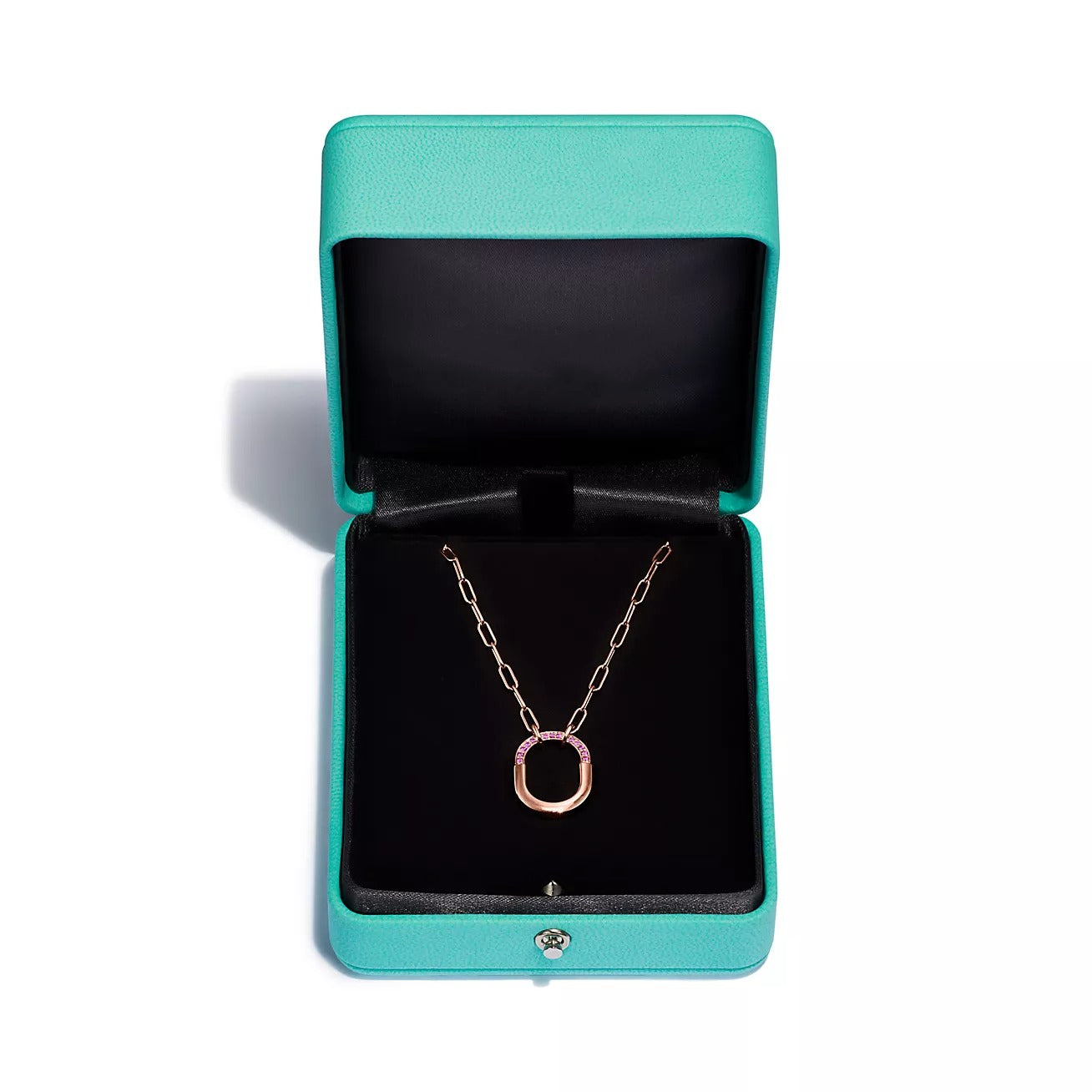 TIFFANY LOCK SMALL PENDANT PINK DIAMOND PINK GOLD NECKLACE