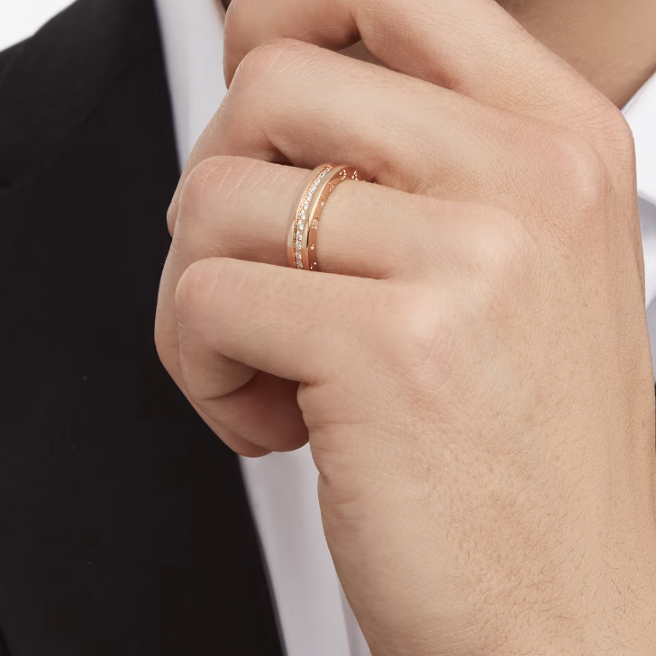 BVLGARI ZERO 1 ONE-BAND PAVED DIAMONDS ON THE SPIRAL RING