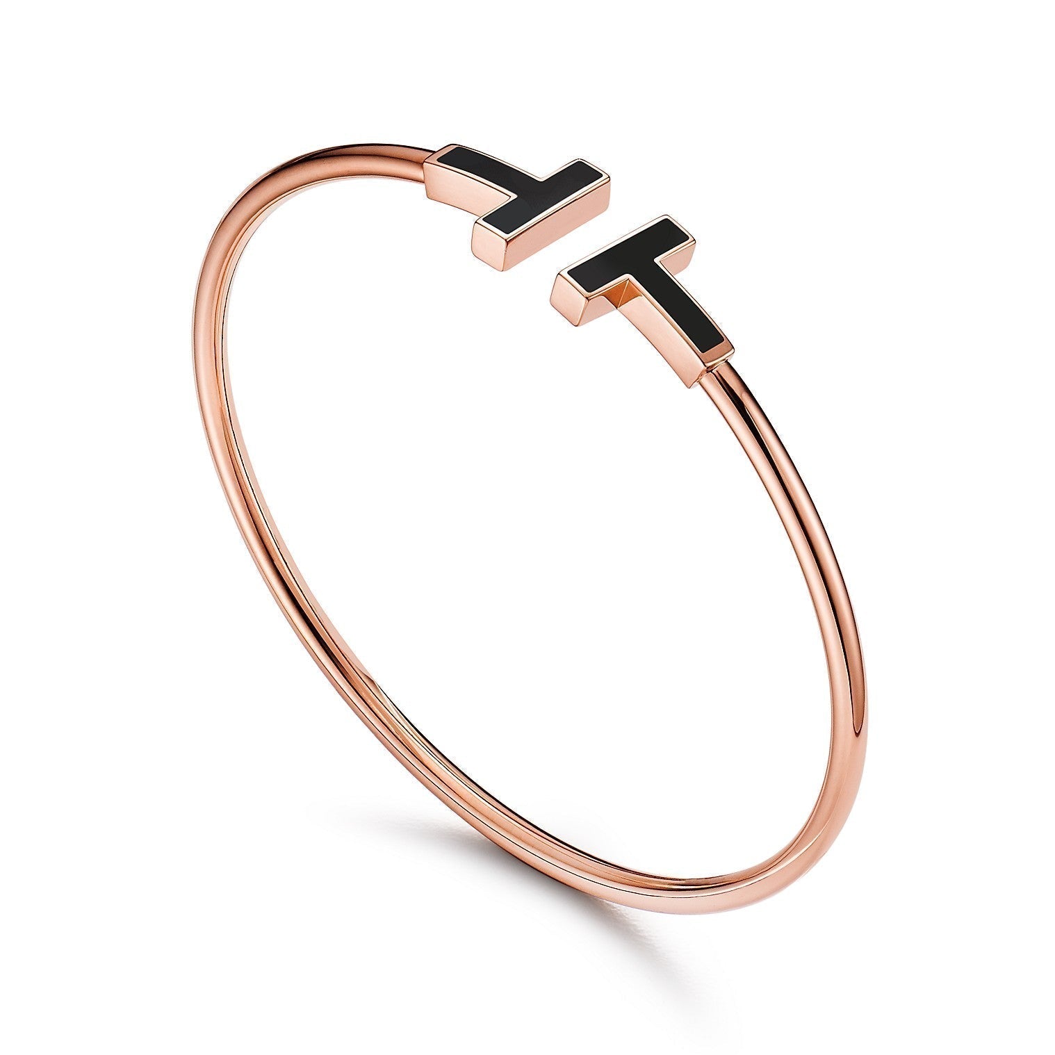 TIFFANY T BRACELET 1.8MM ONYX PINK GOLD