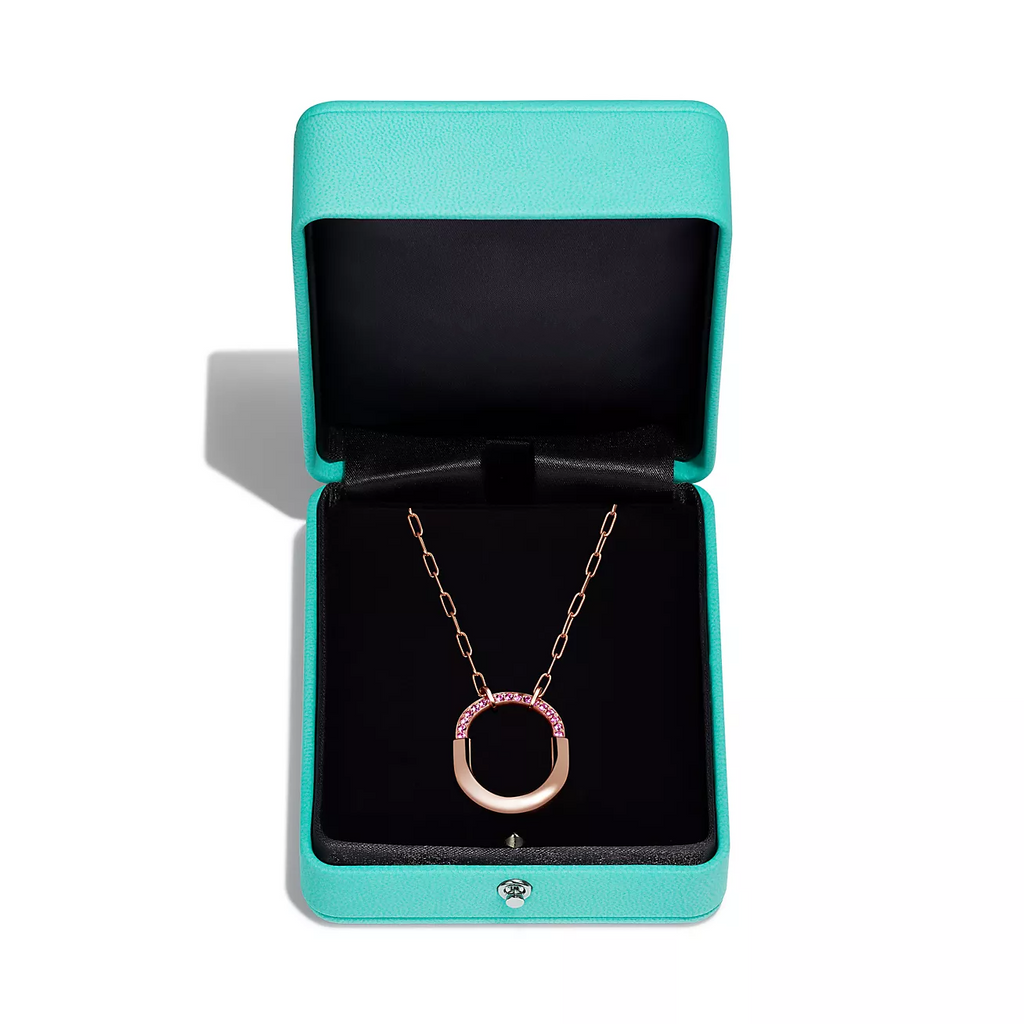 TIFFANY LOCK MEDIUM PENDANT PINK DIAMOND PINK GOLD NECKLACE