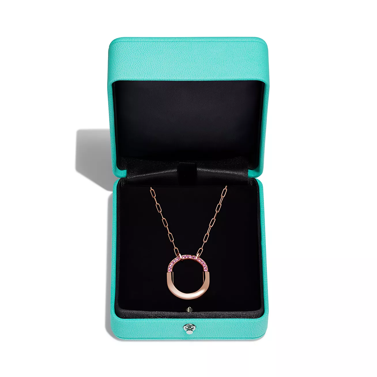 TIFFANY LOCK MEDIUM PENDANT PINK DIAMOND PINK GOLD NECKLACE