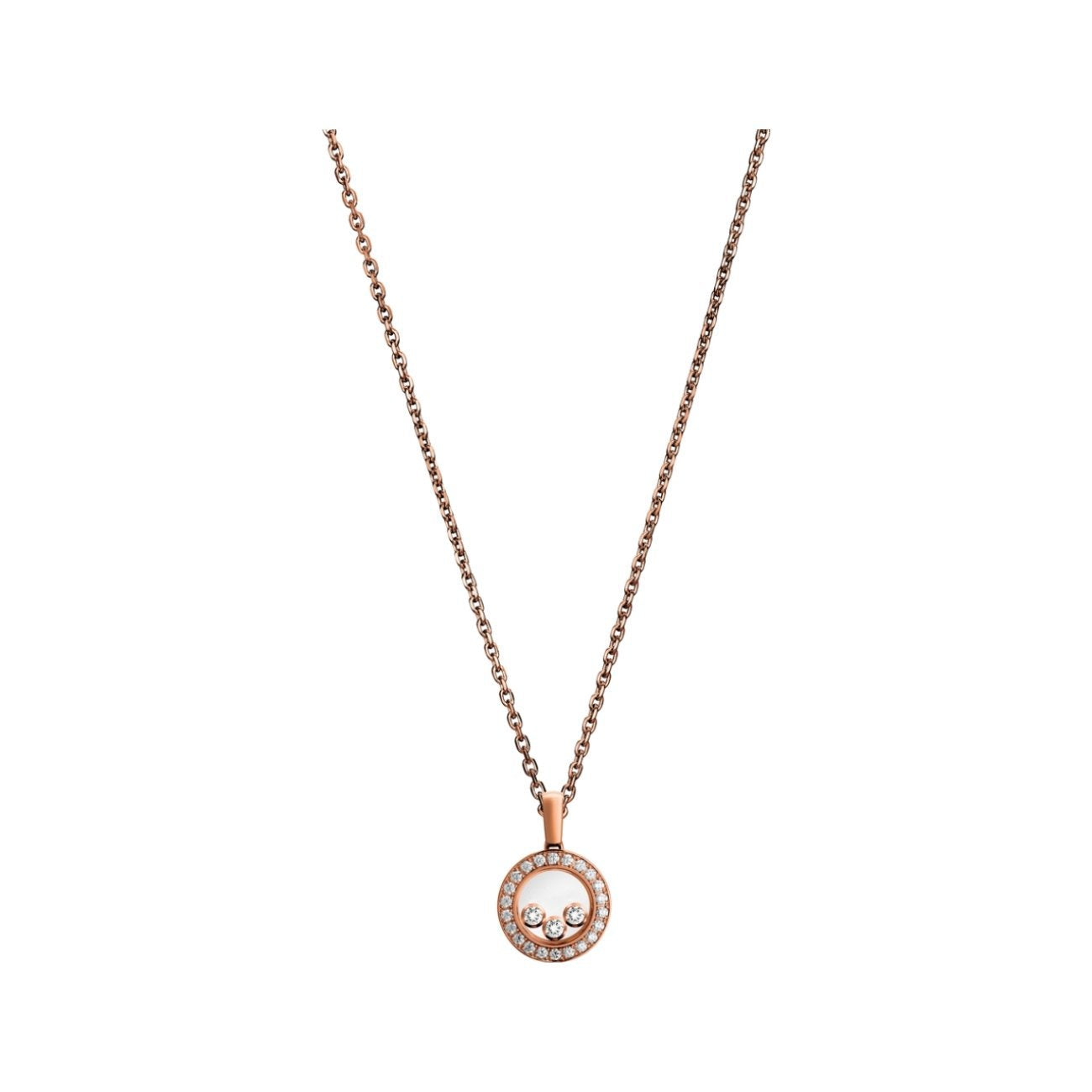 CHOPARD HAPPY HEART DIAMOND PINK GOLD NECKLACE