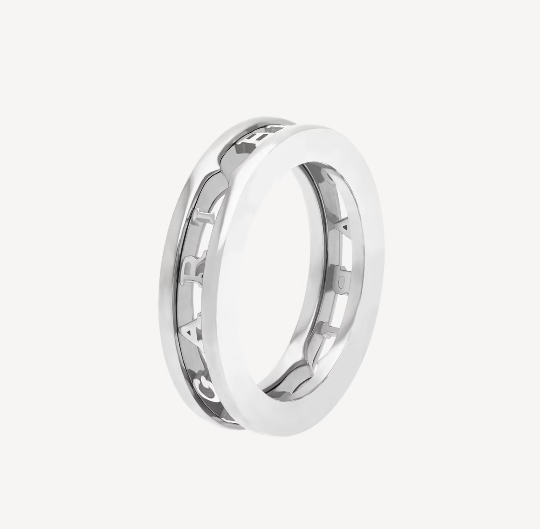 BVLGARI ZERO 1 ONE-BAND WITH OPENWORK LOGO SPIRAL RING