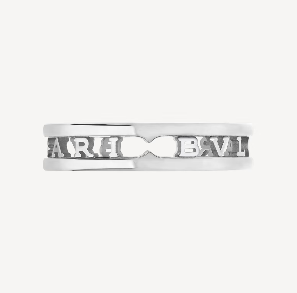 BVLGARI ZERO 1 ONE-BAND WITH OPENWORK LOGO SPIRAL RING