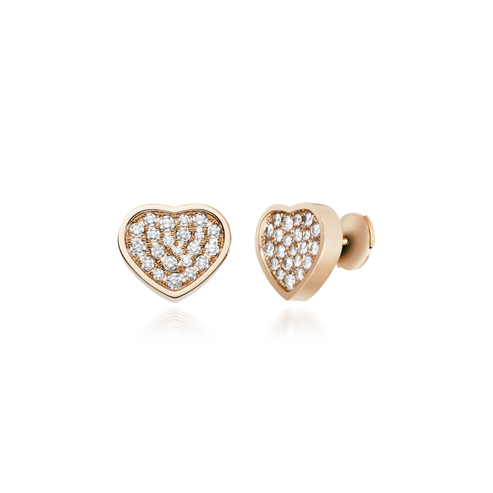 CHOPARD HAPPY HEART EARRINGS PINK GOLD DIAMOND