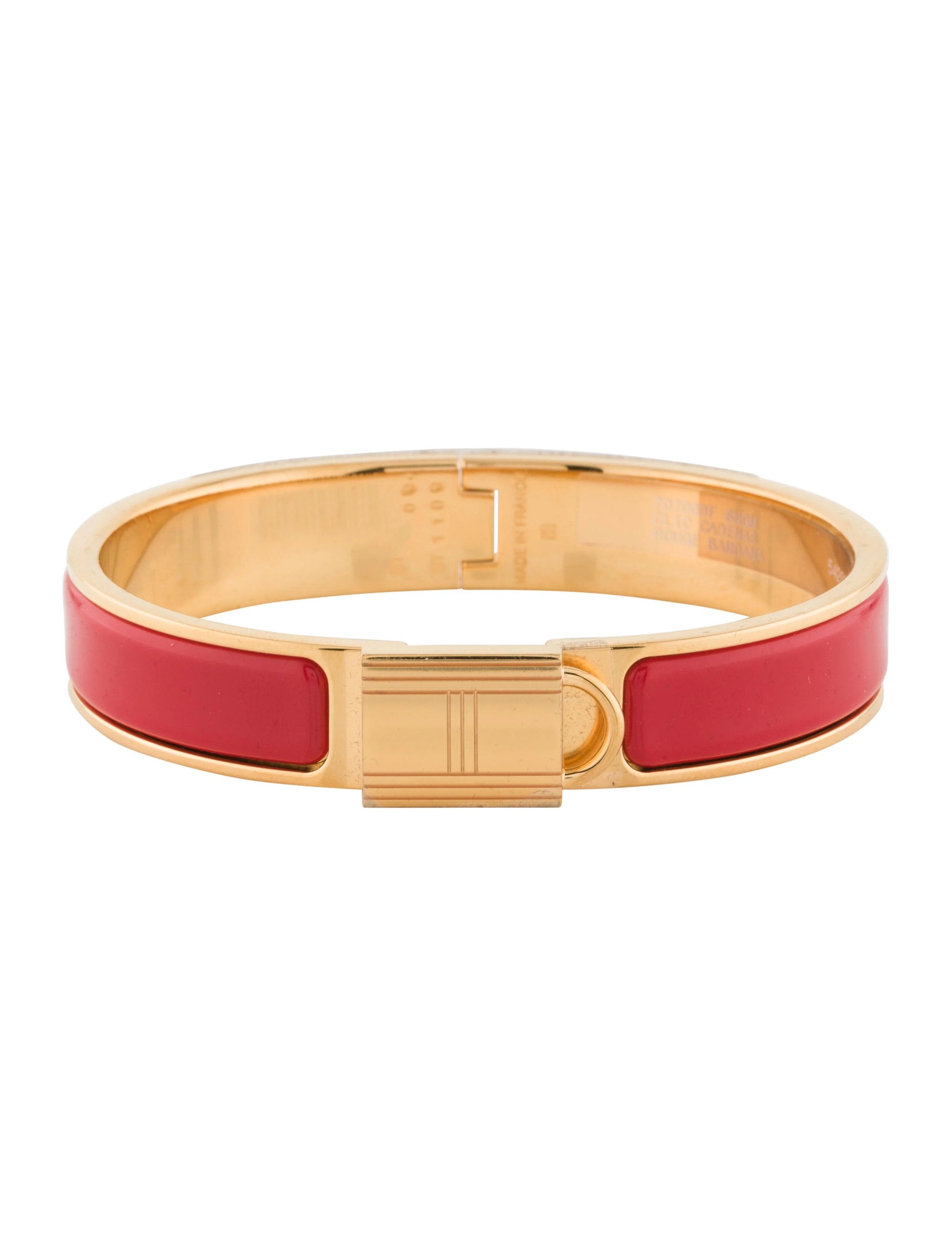 HERMES H LOCK RED GOLD BRACELET 12MM