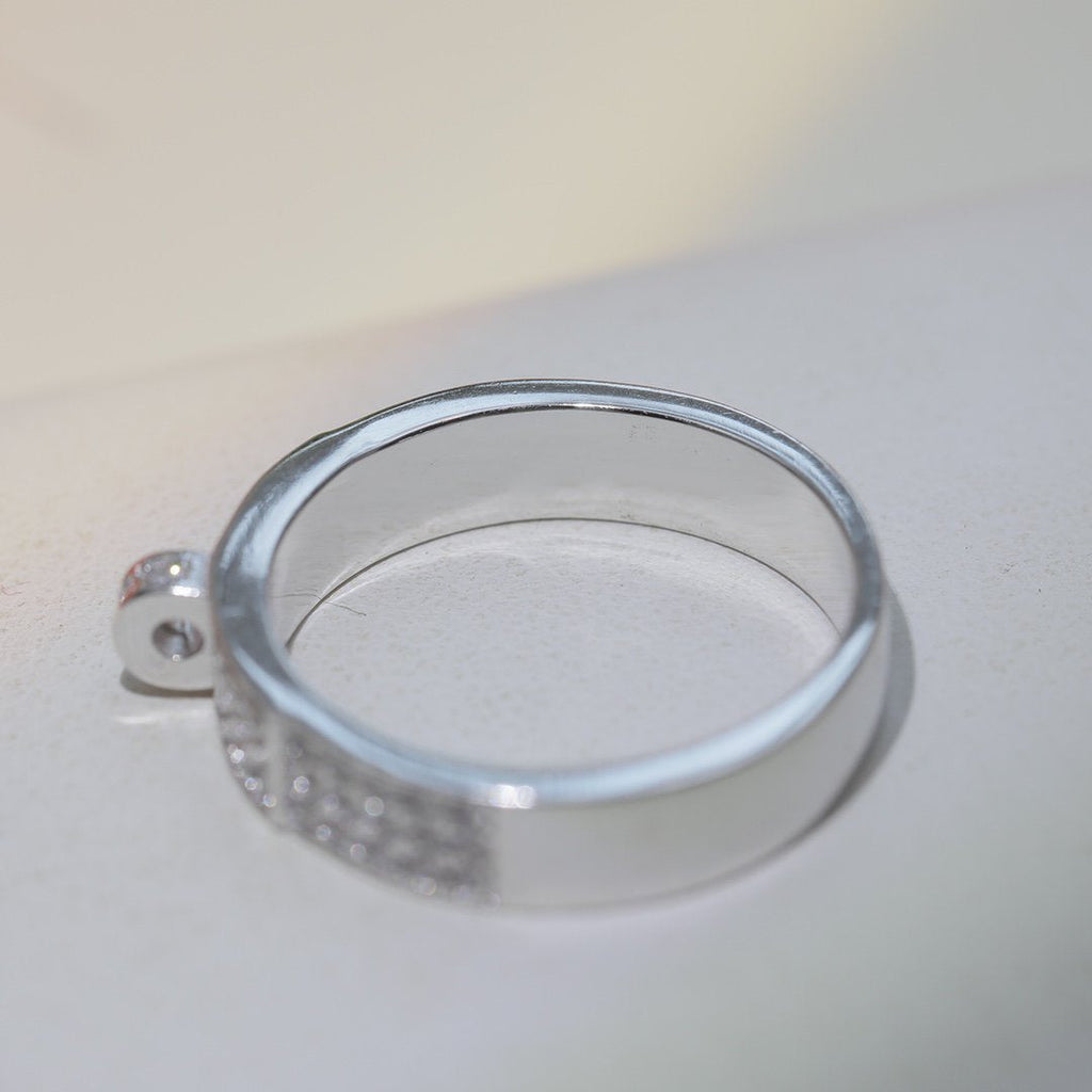 HERMES KELLY SILVER DIAMOND RING