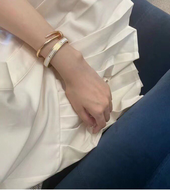 DIOR CODE BANGLE GOLD WHITE METAL AND LACQUER BRACELET