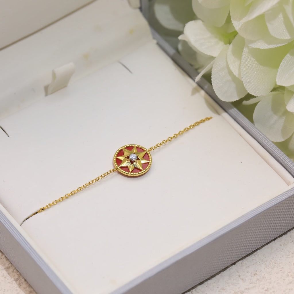 DIOR LUCKY STAR 1 DIAMOND RED GOLD BRACELET