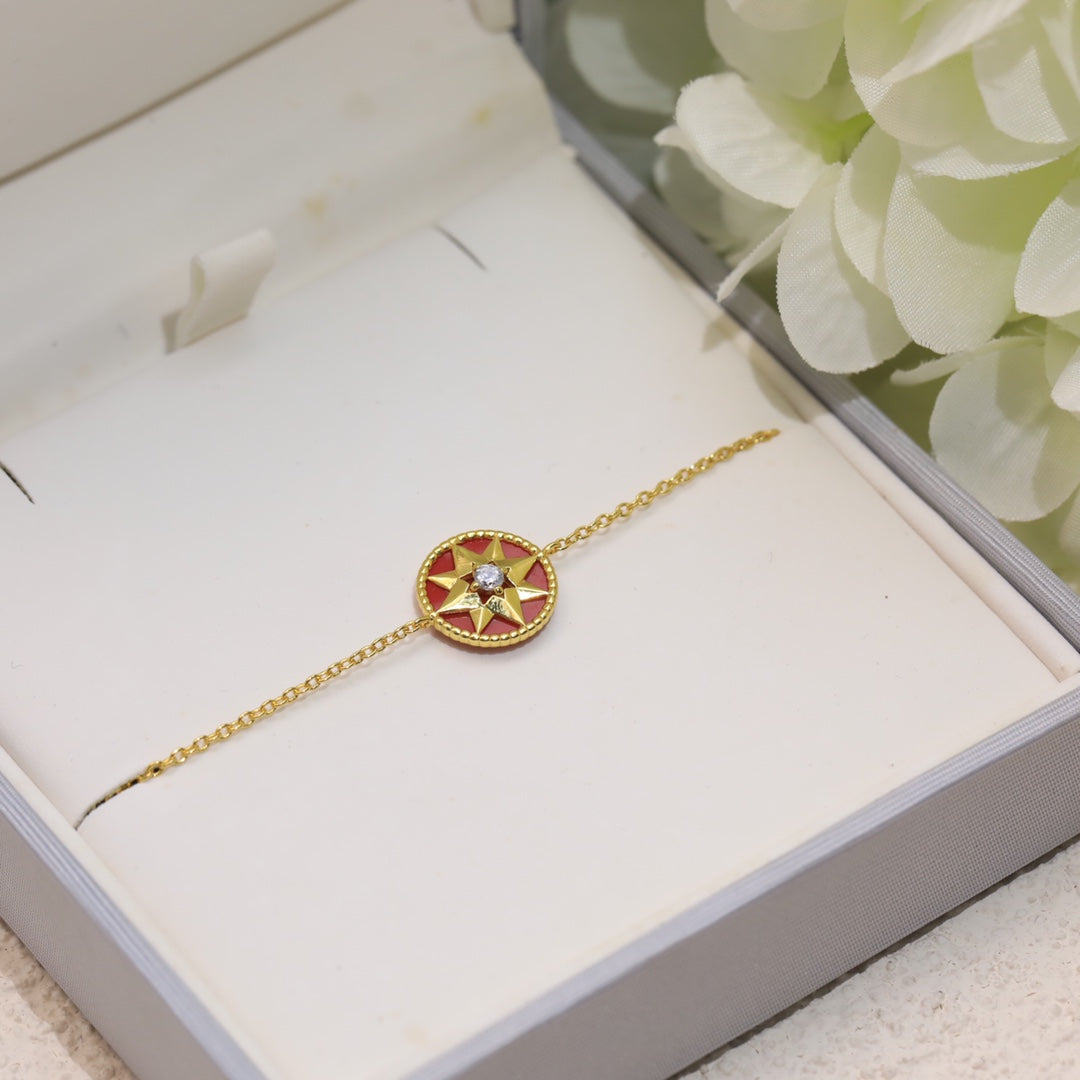 DIOR LUCKY STAR 1 DIAMOND RED GOLD BRACELET