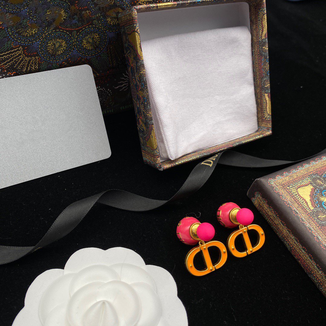 DIOR CD PEARL PINK GOLD EARRINGS