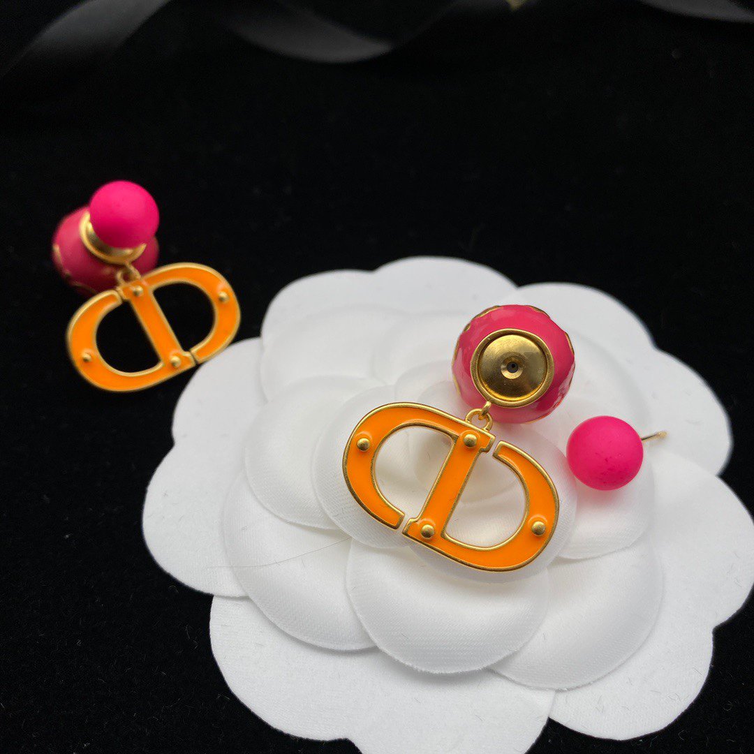 DIOR CD PEARL PINK GOLD EARRINGS
