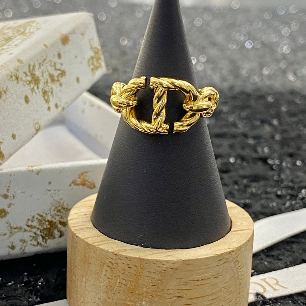 DIOR CD NAVY GOLD RING