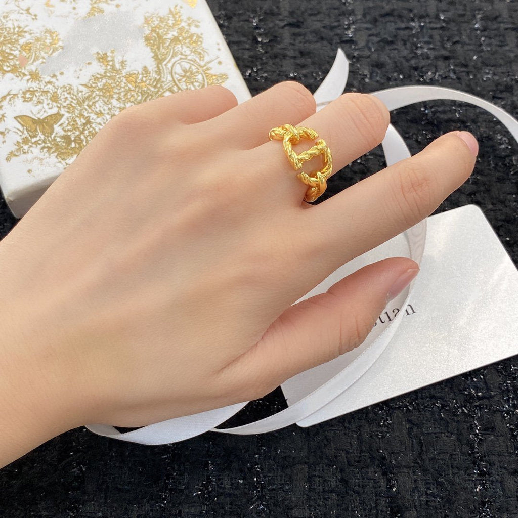 DIOR CD NAVY GOLD RING