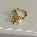 DIOR STAR PEARL CLOVER GOLD DIAMOND RING