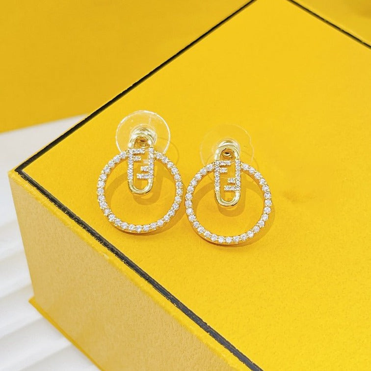 FENDI O’LOCK EARRINGS GOLD DIAMOND