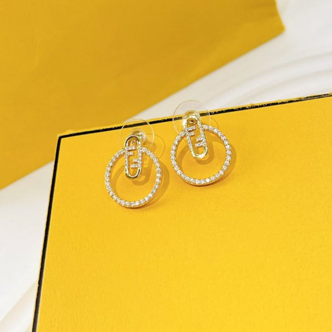 FENDI O’LOCK EARRINGS GOLD DIAMOND