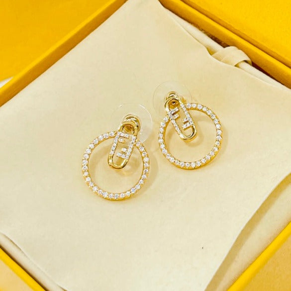 FENDI O’LOCK EARRINGS GOLD DIAMOND