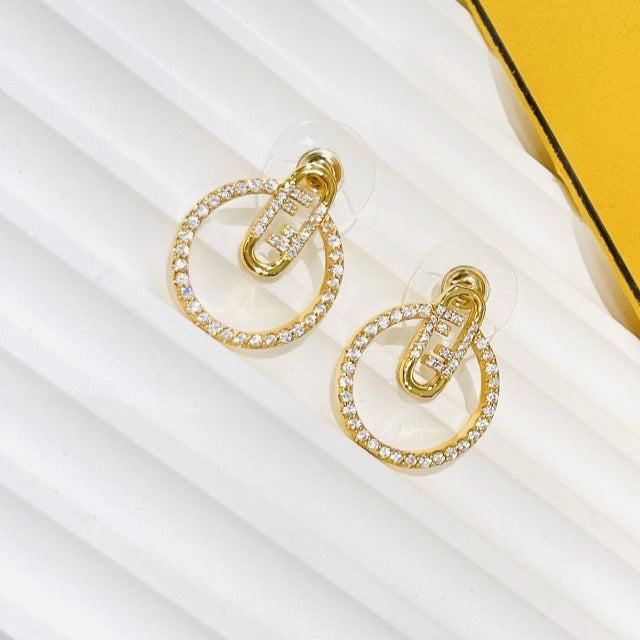 FENDI O’LOCK EARRINGS GOLD DIAMOND