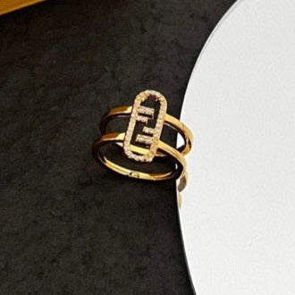 FENDI FEN O'LOCK GOLD DIAMOND RING