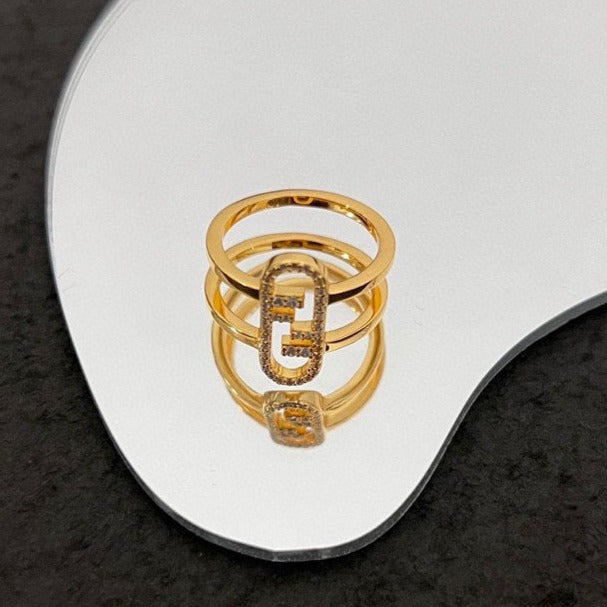 FENDI FEN O'LOCK GOLD DIAMOND RING