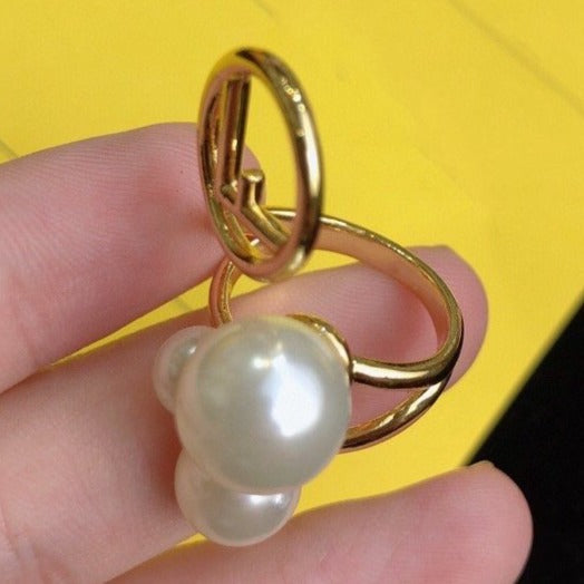 FENDI F PEARL GOLD RING