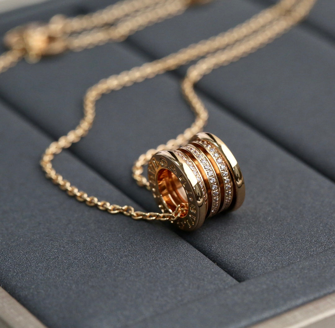 BVLGARI ZERO 1 PINK GOLD DIAMOND NECKLACE